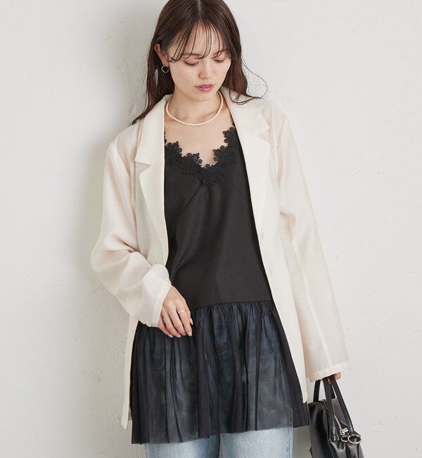  「裾チュールキャミチュニック」|シャツ・ブラウス|