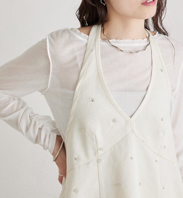  「ビジューフラワーホルタービスチェ」|シャツ・ブラウス|