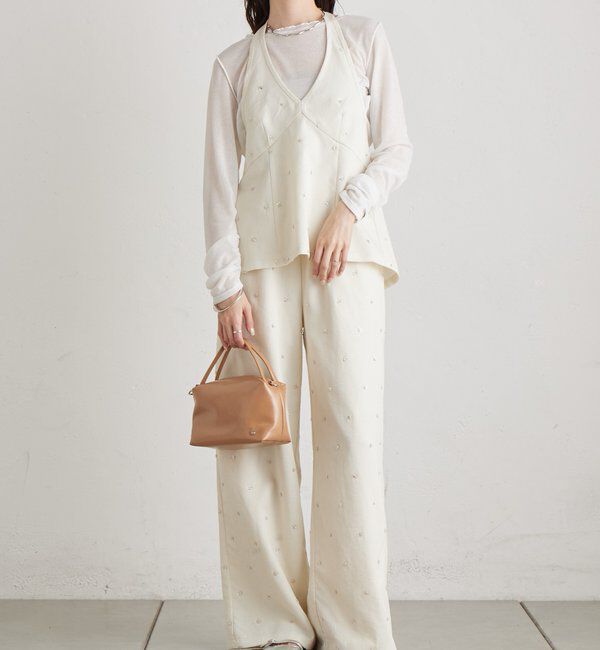  「ビジューフラワーホルタービスチェ」|シャツ・ブラウス|