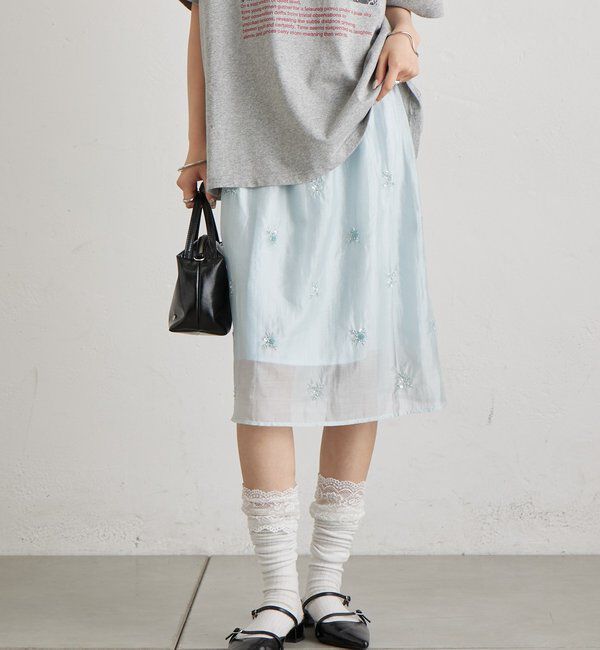  「フラワービジュースカート」|スカート|グリーン