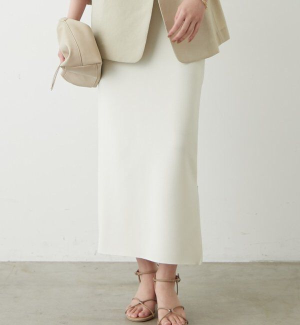  「【Lサイズも登場！】ポンチZIPタイトスカート」|スカート|アイボリー