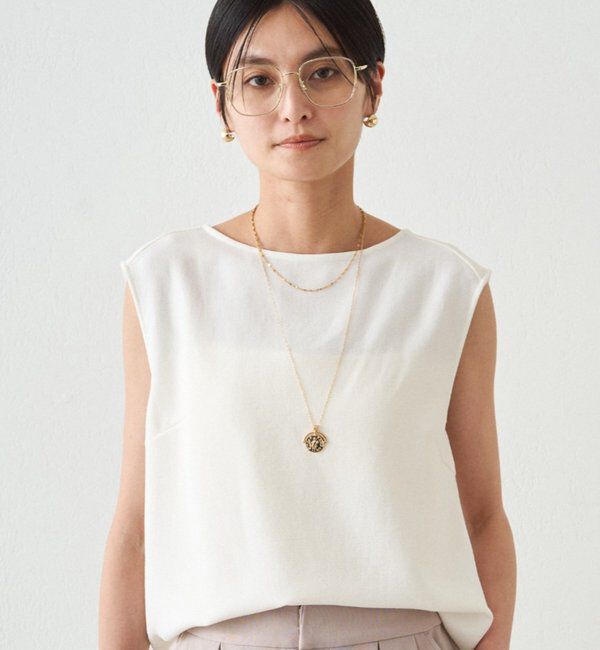  「ダブルジョーゼットノースリブラウス」|シャツ・ブラウス|オフホワイト