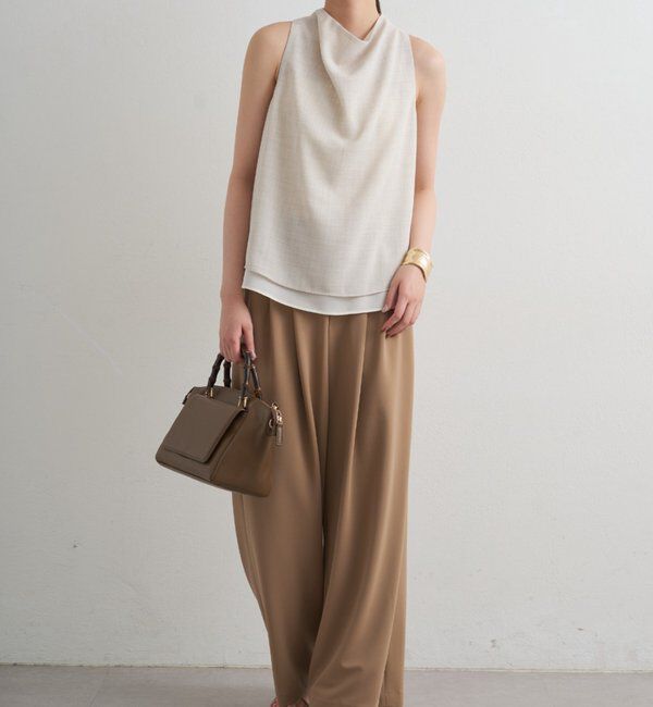  「麻調ドレープブラウス」|シャツ・ブラウス|