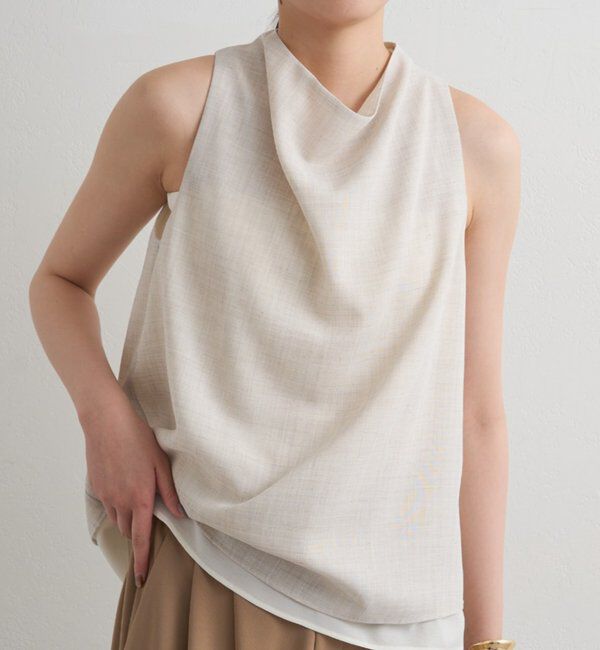  「麻調ドレープブラウス」|シャツ・ブラウス|