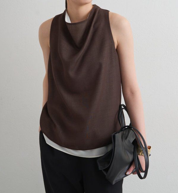  「麻調ドレープブラウス」|シャツ・ブラウス|