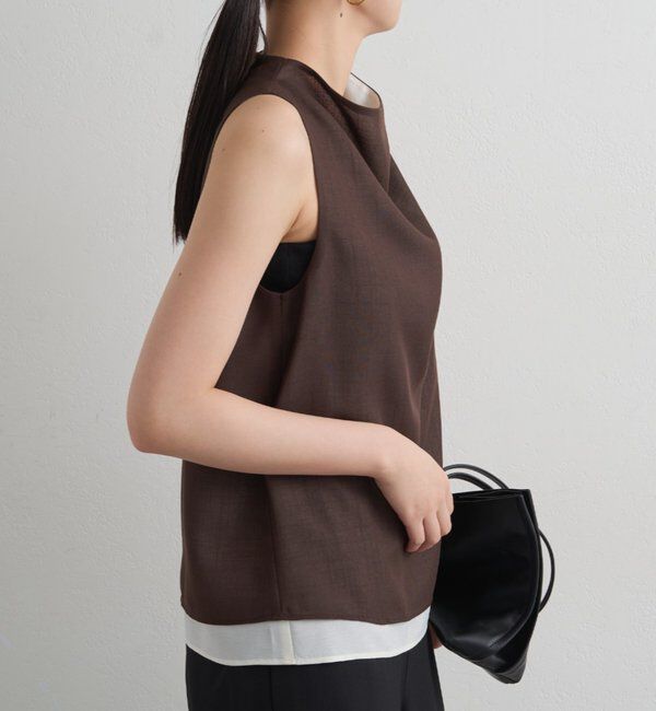  「麻調ドレープブラウス」|シャツ・ブラウス|