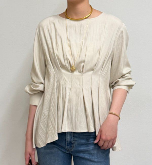  「Aラインペプラムブラウス」|シャツ・ブラウス|ライトベージュ