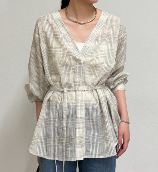  「シアーチェックシャツ」|シャツ・ブラウス|オフホワイト