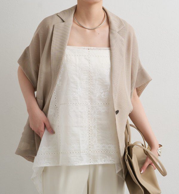  「2WAYパネルレース刺繍キャミ」|シャツ・ブラウス|オフホワイト