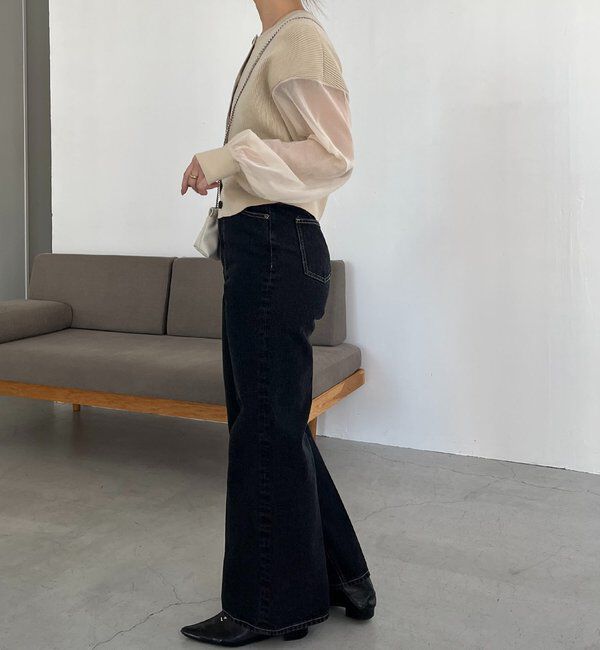  「【低身長サイズあり】セミフレアデニム」|デニム|
