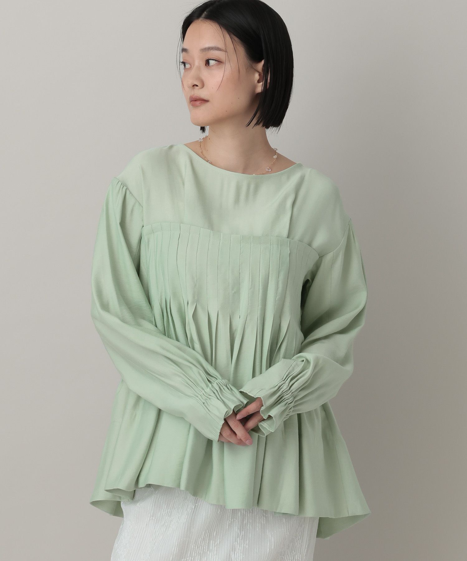 A part by 「メニータックブラウス」|シャツ・ブラウス|ライトグリーン