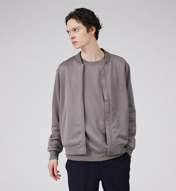 ABAHOUSE「エレガント スウェット ブルゾン」|ブルゾン・スタジャン|グレージュ