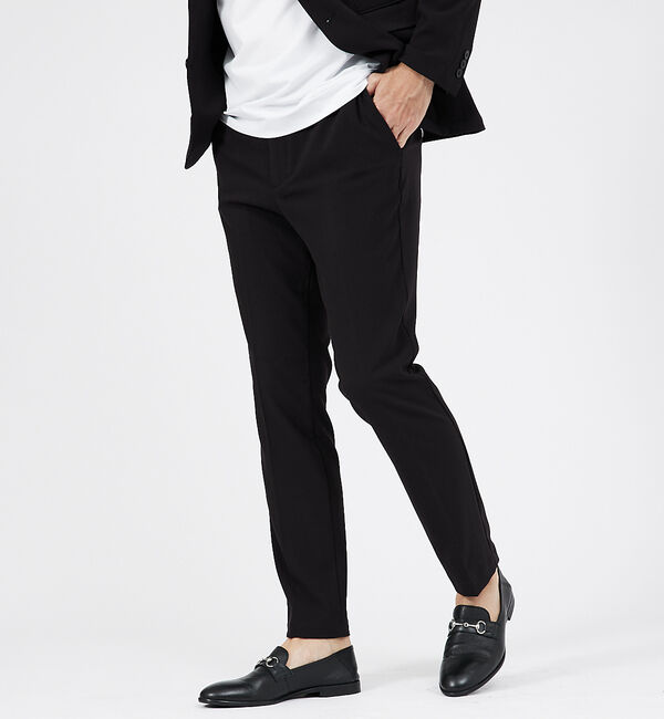 ABAHOUSE「【セットアップ対応】シルキータッチ ウォッシャブル  スラックス」|スラックス|ブラック