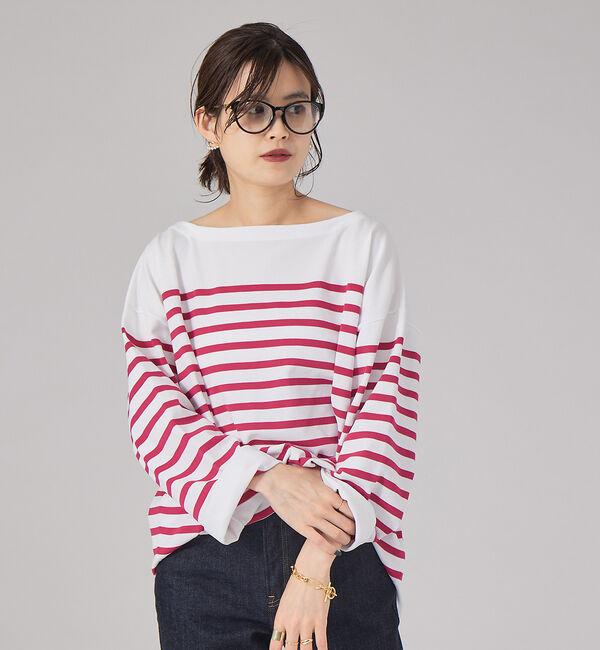 Rouge vif「【2022秋カラー】パネルボーダーニット」|ニット・セーター|ピンク系その他1