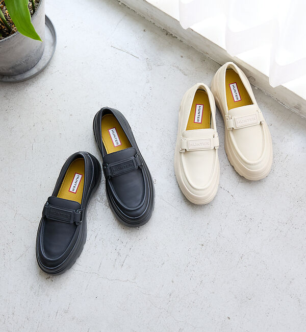 Rouge vif「【HUNTER/ハンター】リファインド エクスプローラー フラットフォーム ロー」|ローファー|