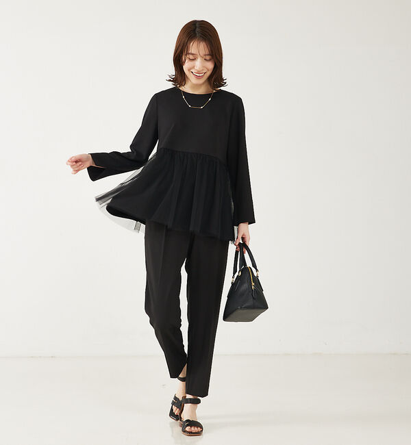 abahouse mavie「【エニデイカセット】チュールブラウス＆テーパードパンツ」|シャツ・ブラウス|