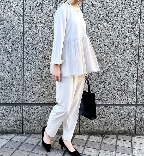 abahouse mavie「【エニデイカセット】チュールブラウス＆テーパードパンツ」|シャツ・ブラウス|