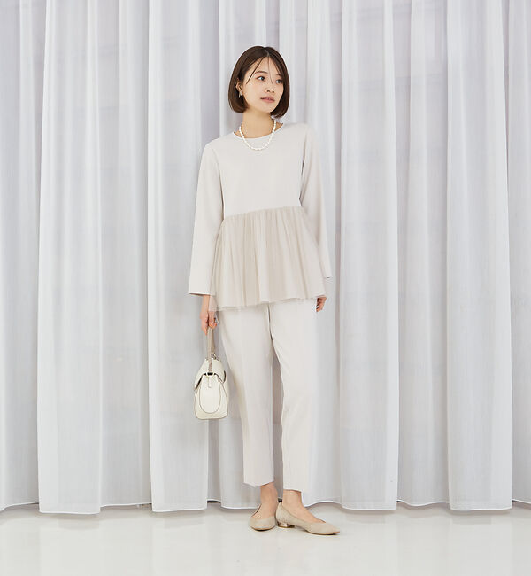abahouse mavie「【エニデイカセット】チュールブラウス＆テーパードパンツ」|シャツ・ブラウス|