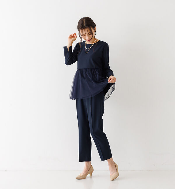 abahouse mavie「【エニデイカセット】チュールブラウス＆テーパードパンツ」|シャツ・ブラウス|