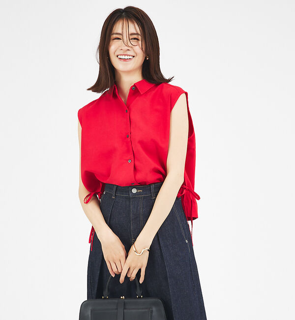 abahouse mavie「【セットアップ対応】レーヨンリネンノースリーブシャツ」|シャツ・ブラウス|