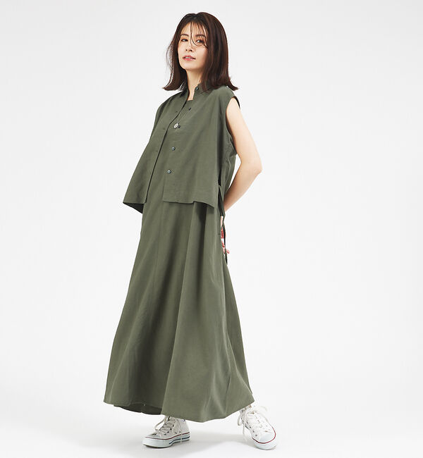 abahouse mavie「【セットアップ対応】レーヨンリネンノースリーブシャツ」|シャツ・ブラウス|