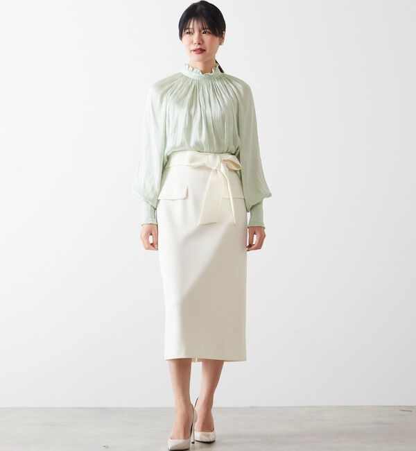 TIARA「《定番》ヴィンテージサテン2WAYフリルネックブラウス」|シャツ・ブラウス|