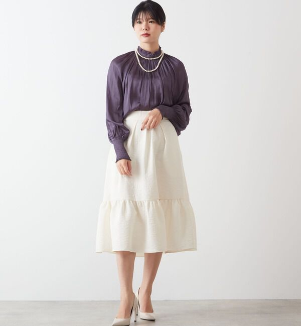 TIARA「《定番》ヴィンテージサテン2WAYフリルネックブラウス」|シャツ・ブラウス|