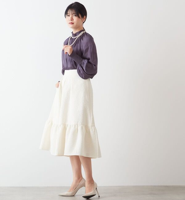 TIARA「《定番》ヴィンテージサテン2WAYフリルネックブラウス」|シャツ・ブラウス|