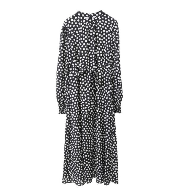 TIARA「ランダムスクエアプリントワンピース」|ワンピース|ブラック