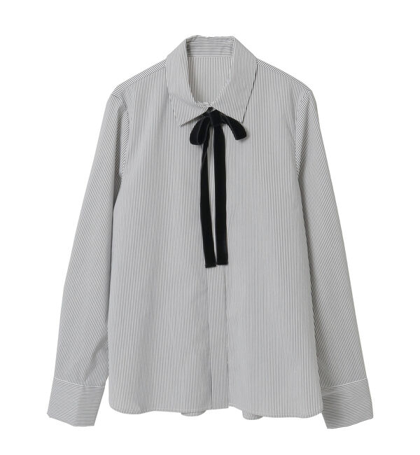 TIARA「バイカラーリボンシャツブラウス」|シャツ・ブラウス|ストライプ