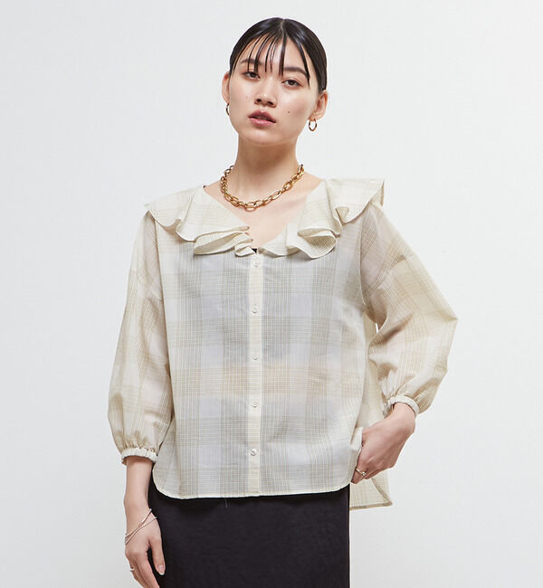 Soffitto「フリルカラーブラウス」|シャツ・ブラウス|イエロー系その他