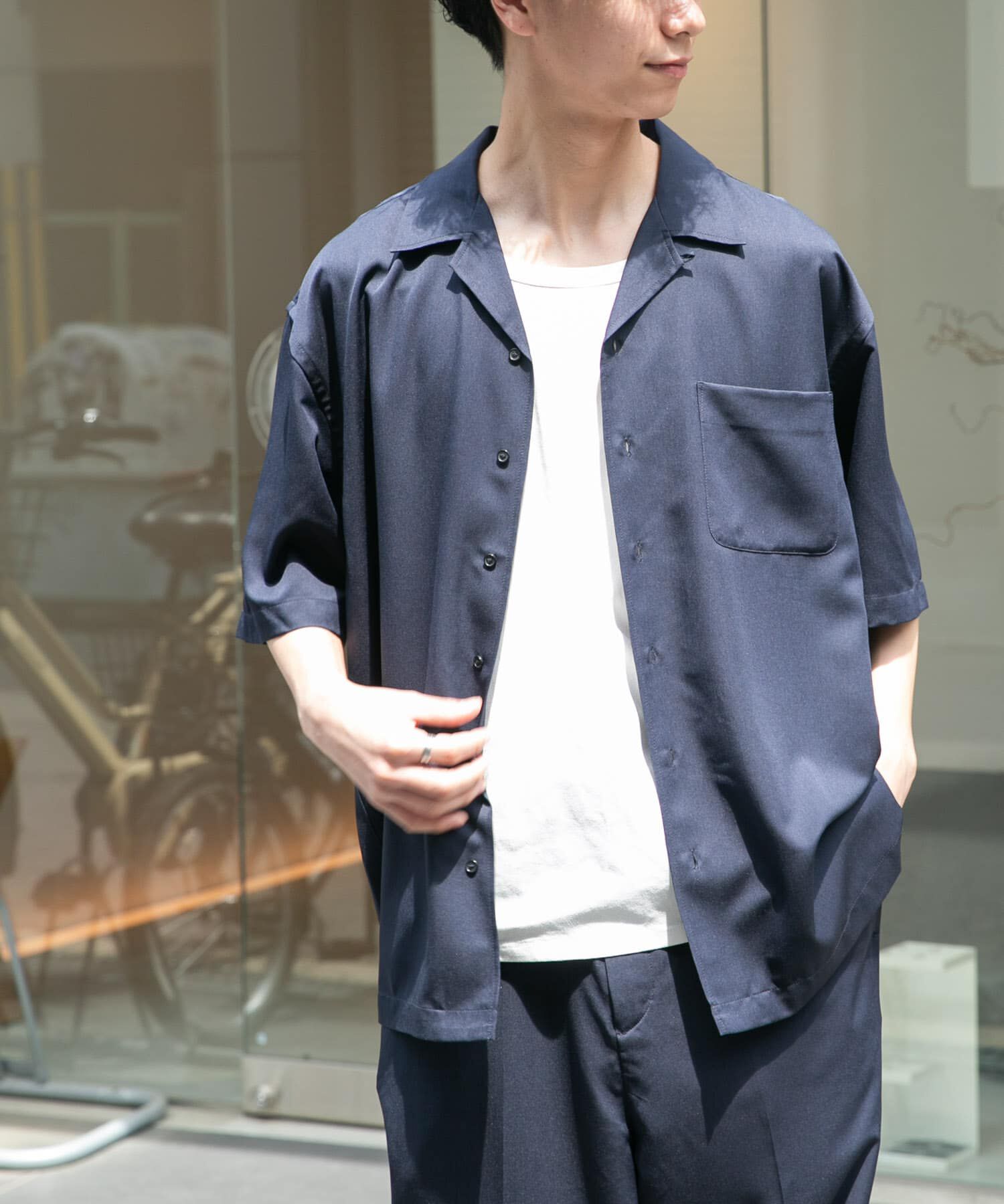 URBAN RESEARCH DOORS「FORK&SPOON　COOL FIBERオープンカラーシャツ」|シャツ・ブラウス|