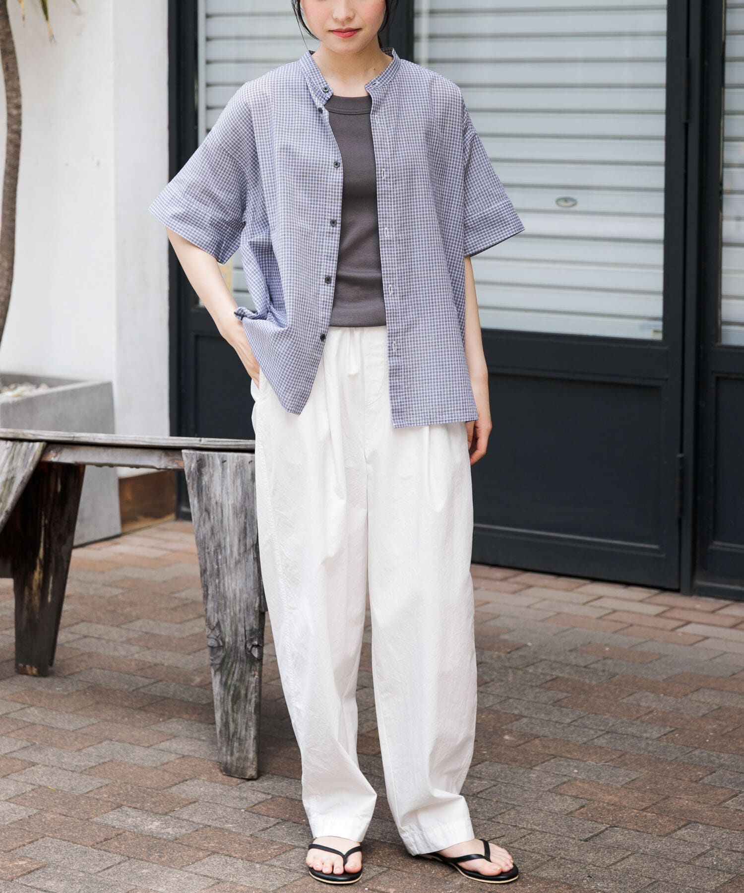 URBAN RESEARCH DOORS「FORK&SPOON　ワイド5分袖シャツ」|シャツ・ブラウス|