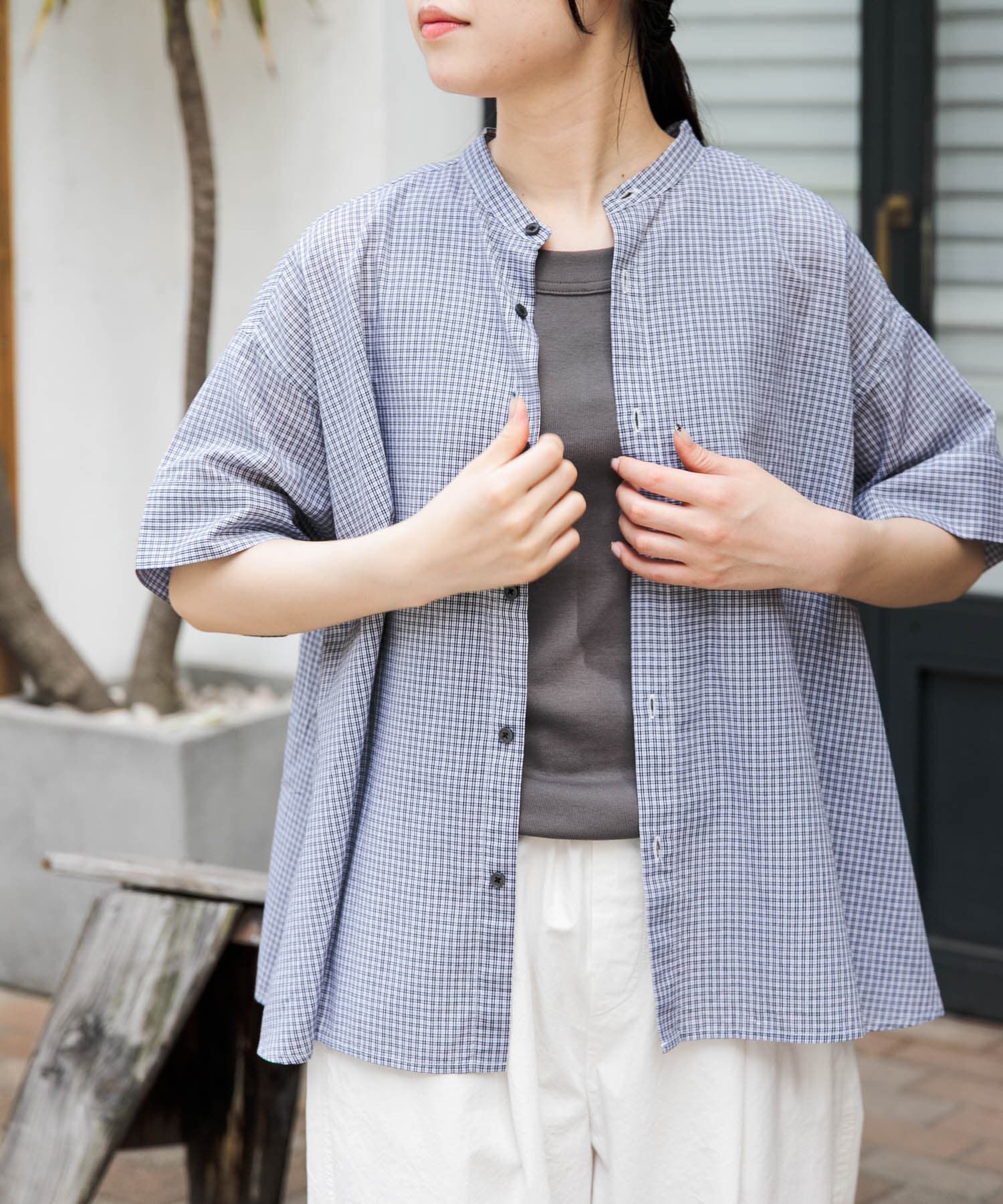 URBAN RESEARCH DOORS「FORK&SPOON　ワイド5分袖シャツ」|シャツ・ブラウス|