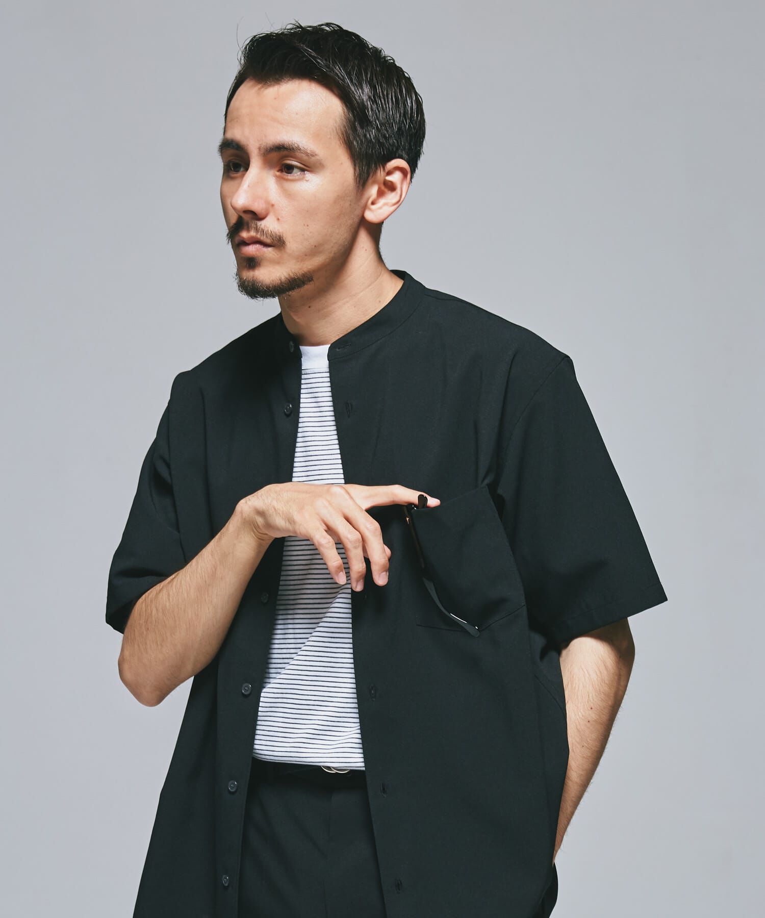 URBAN RESEARCH DOORS「『一部WEB限定』『UR TECH DRYLUXE』バンドカラーシャツ」|シャツ・ブラウス|