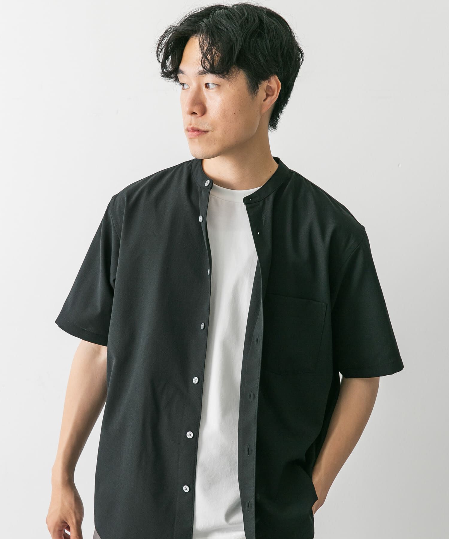 URBAN RESEARCH DOORS「『一部WEB限定』『UR TECH DRYLUXE』バンドカラーシャツ」|シャツ・ブラウス|