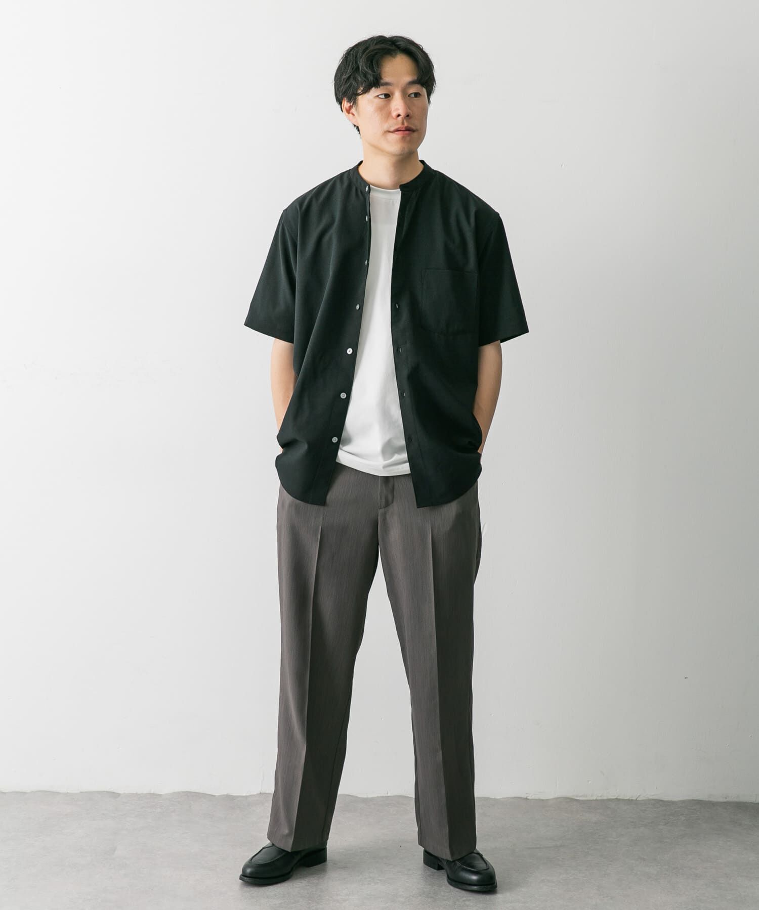 URBAN RESEARCH DOORS「『一部WEB限定』『UR TECH DRYLUXE』バンドカラーシャツ」|シャツ・ブラウス|