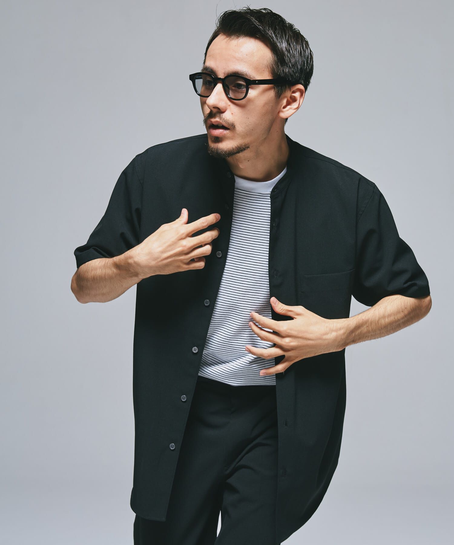 URBAN RESEARCH DOORS「『一部WEB限定』『UR TECH DRYLUXE』バンドカラーシャツ」|シャツ・ブラウス|