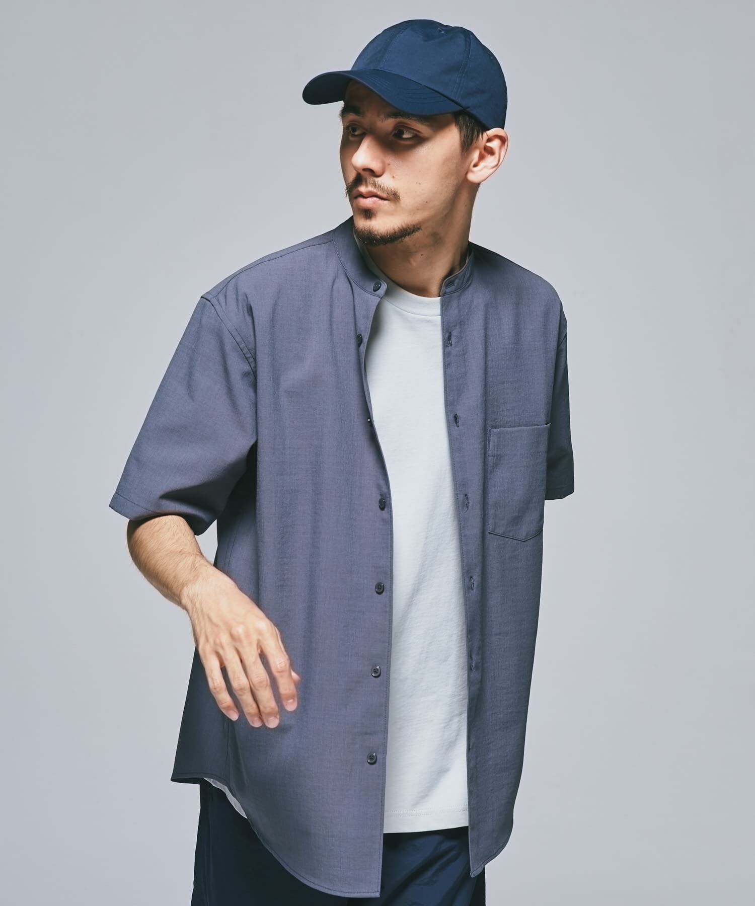 URBAN RESEARCH DOORS「『一部WEB限定』『UR TECH DRYLUXE』バンドカラーシャツ」|シャツ・ブラウス|