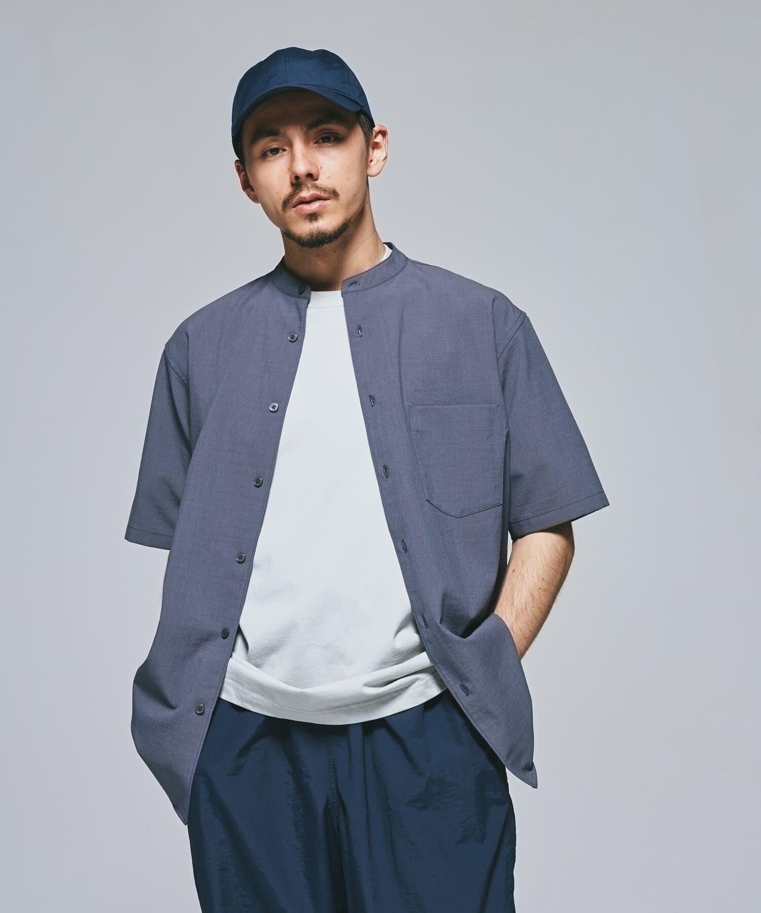 URBAN RESEARCH DOORS「『一部WEB限定』『UR TECH DRYLUXE』バンドカラーシャツ」|シャツ・ブラウス|