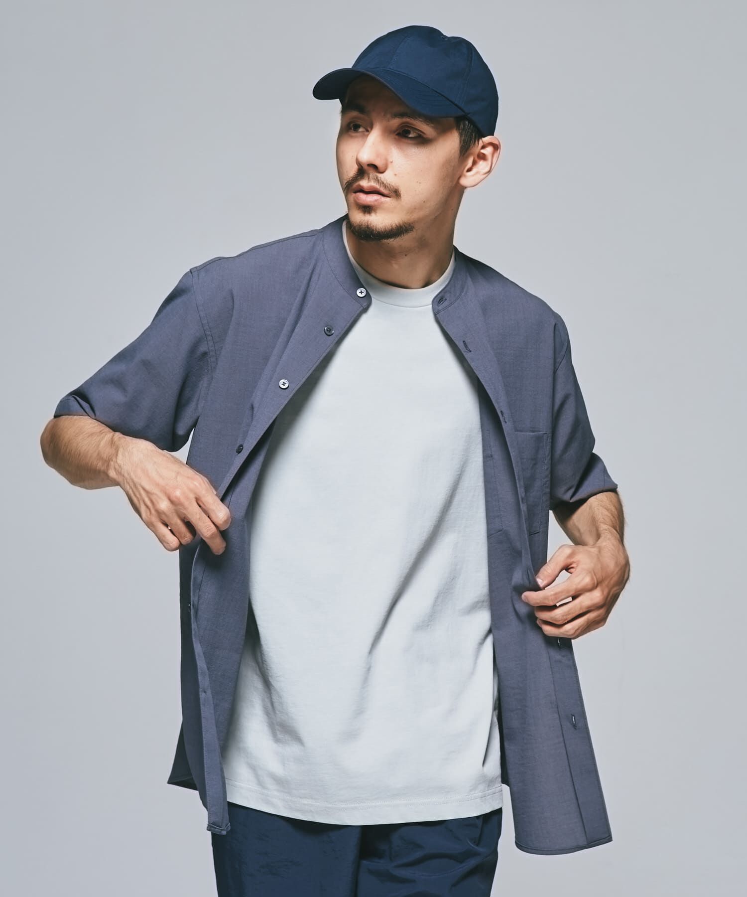 URBAN RESEARCH DOORS「『一部WEB限定』『UR TECH DRYLUXE』バンドカラーシャツ」|シャツ・ブラウス|