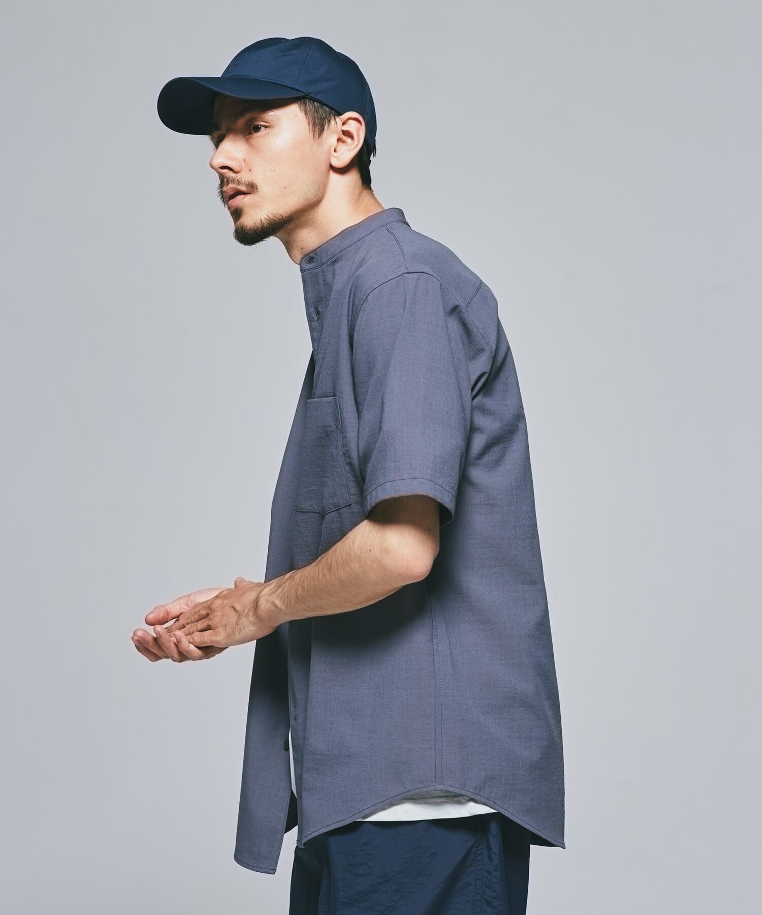 URBAN RESEARCH DOORS「『一部WEB限定』『UR TECH DRYLUXE』バンドカラーシャツ」|シャツ・ブラウス|