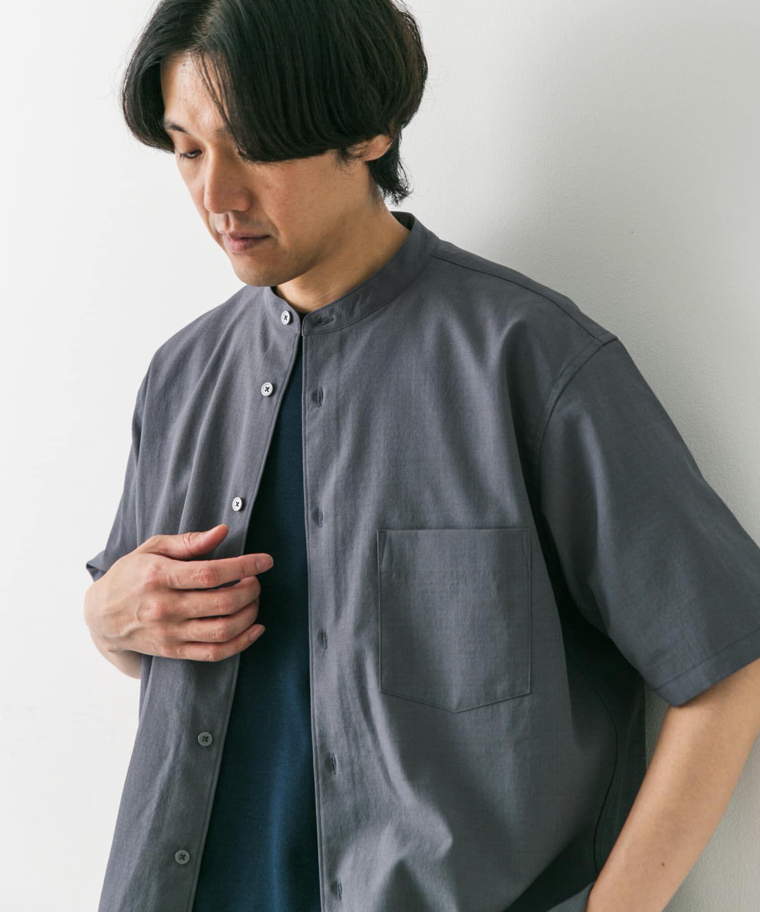 URBAN RESEARCH DOORS「『一部WEB限定』『UR TECH DRYLUXE』バンドカラーシャツ」|シャツ・ブラウス|