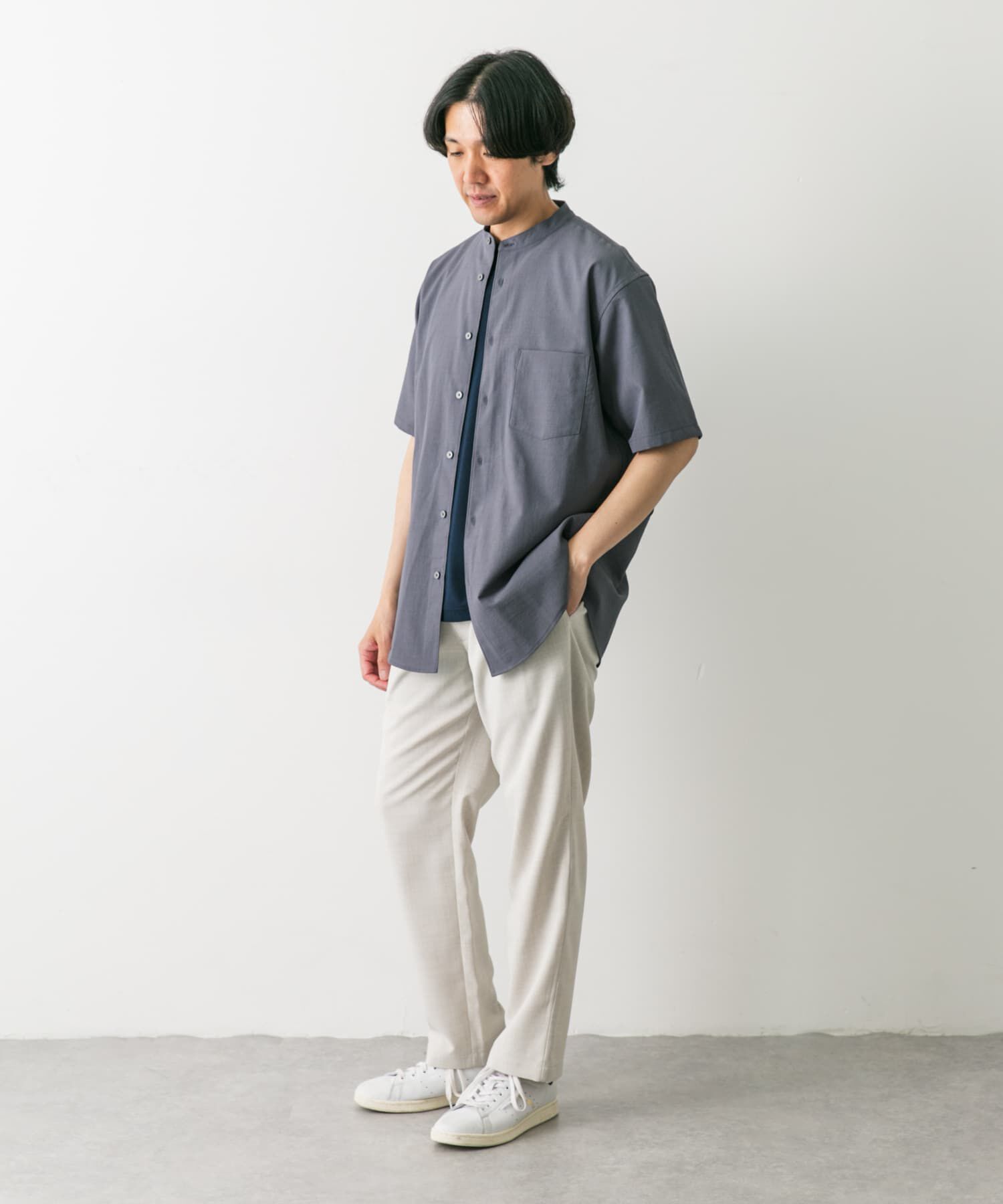 URBAN RESEARCH DOORS「『一部WEB限定』『UR TECH DRYLUXE』バンドカラーシャツ」|シャツ・ブラウス|