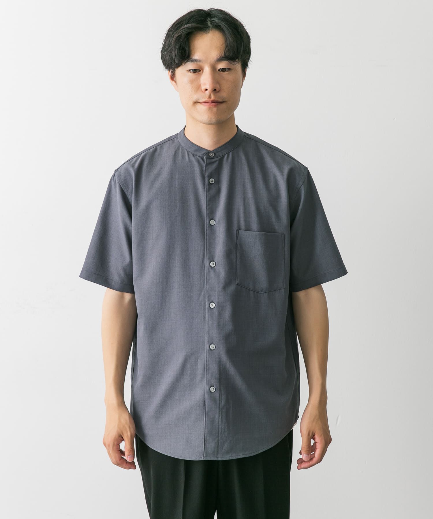 URBAN RESEARCH DOORS「『一部WEB限定』『UR TECH DRYLUXE』バンドカラーシャツ」|シャツ・ブラウス|