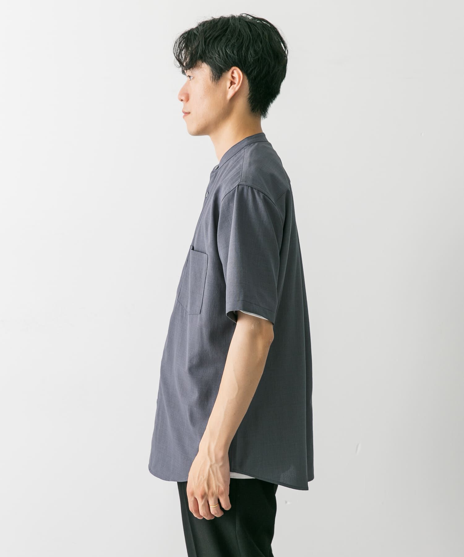 URBAN RESEARCH DOORS「『一部WEB限定』『UR TECH DRYLUXE』バンドカラーシャツ」|シャツ・ブラウス|