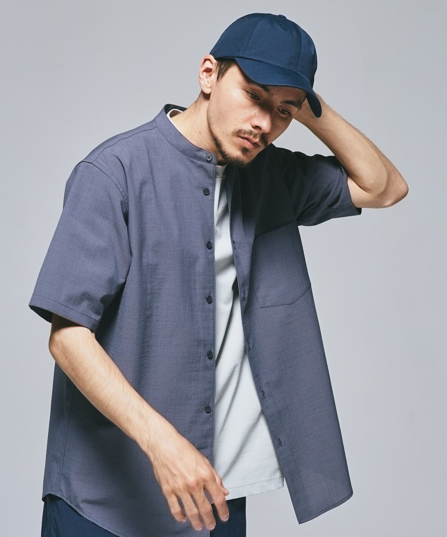 URBAN RESEARCH DOORS「『一部WEB限定』『UR TECH DRYLUXE』バンドカラーシャツ」|シャツ・ブラウス|