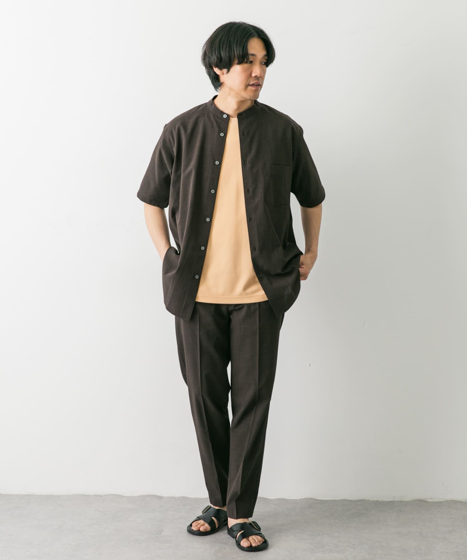 URBAN RESEARCH DOORS「『一部WEB限定』『UR TECH DRYLUXE』バンドカラーシャツ」|シャツ・ブラウス|