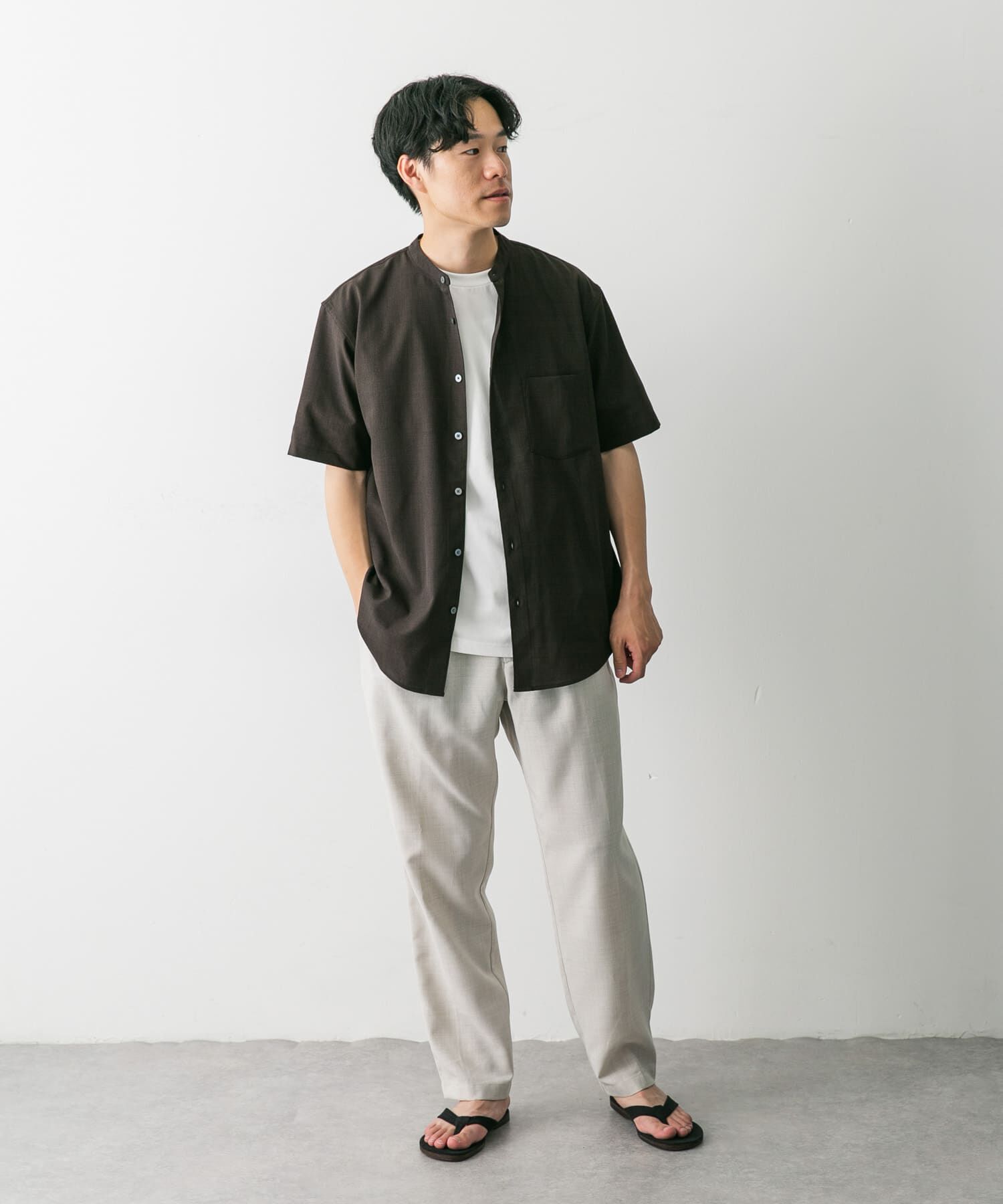 URBAN RESEARCH DOORS「『一部WEB限定』『UR TECH DRYLUXE』バンドカラーシャツ」|シャツ・ブラウス|