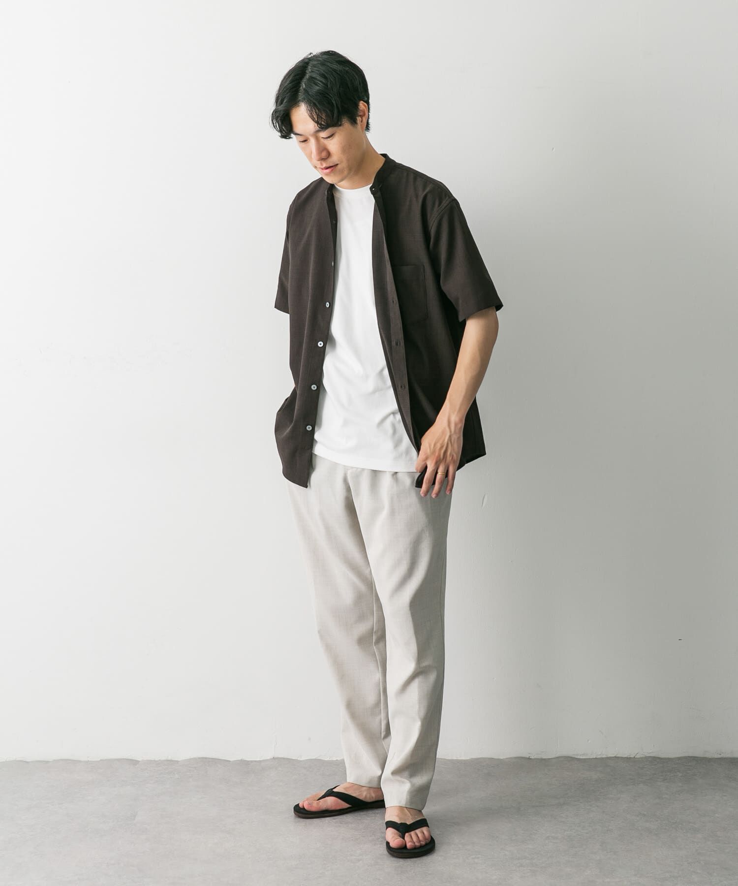 URBAN RESEARCH DOORS「『一部WEB限定』『UR TECH DRYLUXE』バンドカラーシャツ」|シャツ・ブラウス|